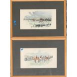 After F.A. Stewart, two colourwashed studies of the Cattistock Hunt, 'Away from Clapton' and '