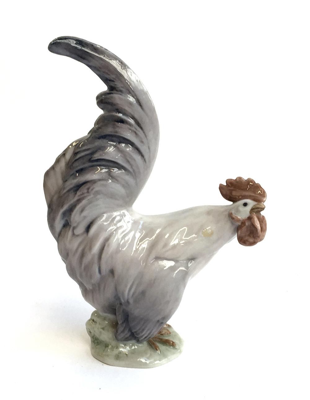 Royal Copenhagen figure of a cockerel, with green printed and underglaze blue factory marks, model