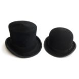 A Gent's Lock & Co black hunting top hat together with a Christy's ladies hunting bowler, size 7 1/8