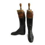 A pair of gent's top boots, with champagne tops, approximately size 8, with Rowell & Sons, Melton