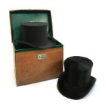 A 19th century Scott & Co., Bond Street Piccadilly black silk top hat, together with an opera hat,