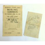 Boxing interest, signed programme 'Hornsey Town Hall Boxing Contests, Tuesday April 13th, 1943',