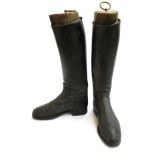 A pair of David Davies black leather gent's hunting boots, with Jackson of Grosvenor Street trees,