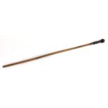 A bamboo surveyors rot testing spike, with turned wood knop and brass collar with screw action, the