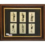 A framed set of 6 'Monarchs of the Ring' cigarette cards, depicting various boxers