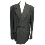 A gents double breasted wool three piece suit with braces attached, John Hazzard & Son, Sherborne,