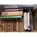 A mixed box of country sports books to include two bound volumes of Hounds magazine from 1986 and