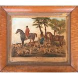 Hunter's Annual No.1 second series, picture of huntsman and hounds, in walnut veneer frame, 34x42cm