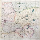 A 19th century linen backed map of the Leicestershire hunts, published by Col. Sir C W Wilson, 1890,