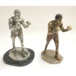 Two resin figures of boxers, each 30cmH (one on plinth)