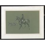 Alastair Jackson MFH, Study of Huntsman and Hounds, crayon on paper, signed lower right, 38x55cm