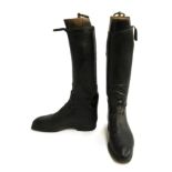 A pair of gent's black hunting boots, some patching, approximately size 8, with Maxwell of London