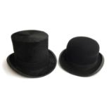 A Christy's London Gents top hat together with a black bowler, size 7 1/4