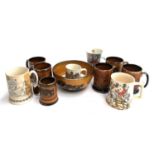 A collection of hunting interest tankards, to include four Arthur Wood 'Ye Olde Coaching & Hunting