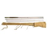 A Hardy Alnwick 10' three piece split cane trout fly rod in canvas bag, no. A13685, with spare top