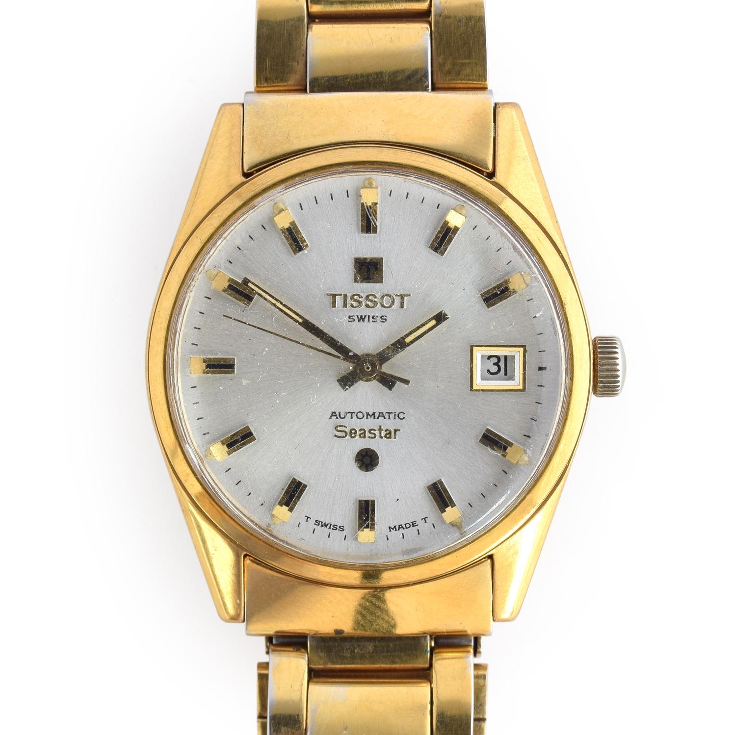 A TISSOT SEASTAR AUTOMATIC GENTLEMAN'S GOLD PLATED WRIST WATCH WITH DATE Circa 1960s, ref. 44543-1X,