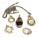 A silver pendant set with agate made by David Scott Walker, Sheffield 1979; a 1826 George IV