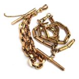 Two 9ct gold fob chains (one broken), gross weight 40.4g