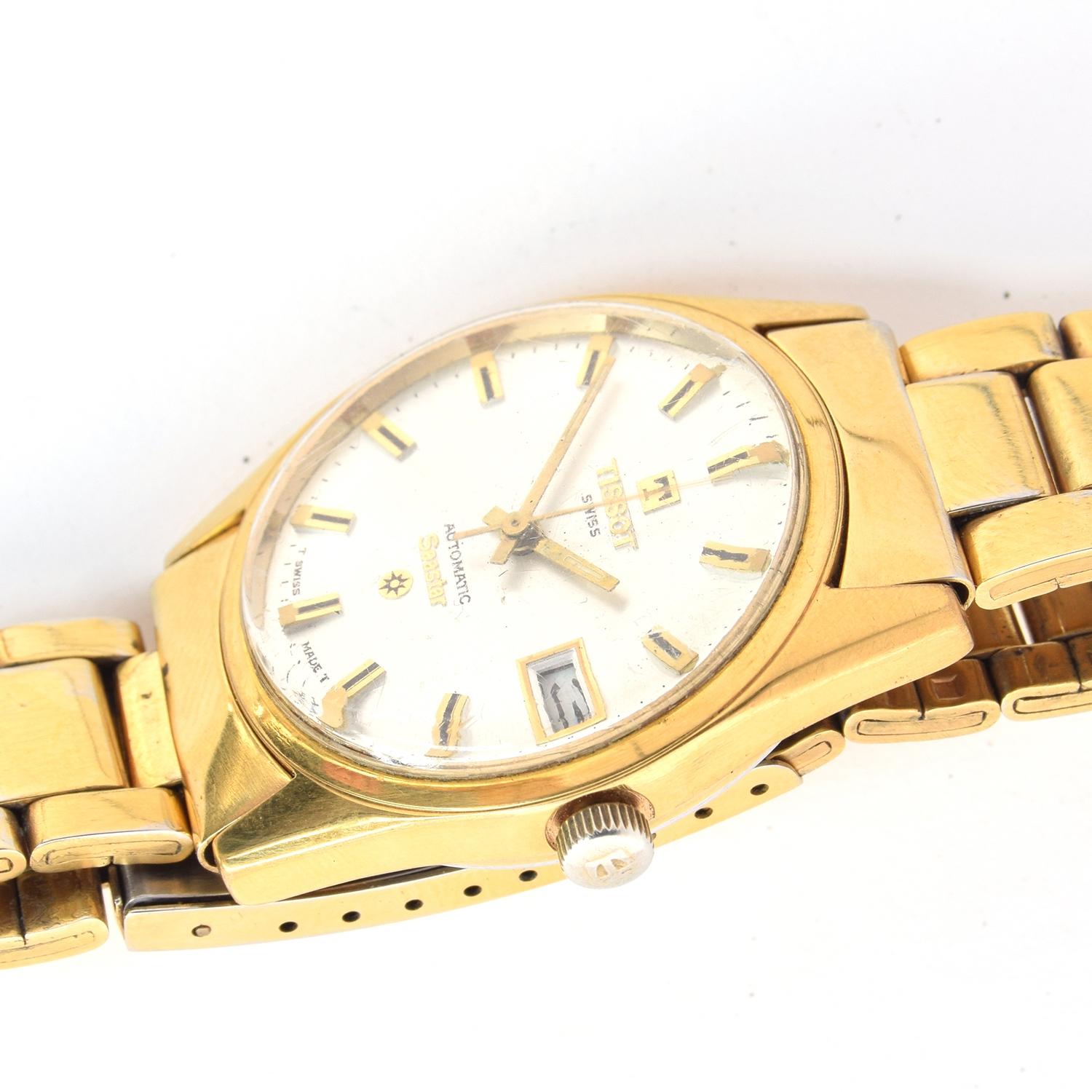 A TISSOT SEASTAR AUTOMATIC GENTLEMAN'S GOLD PLATED WRIST WATCH WITH DATE Circa 1960s, ref. 44543-1X, - Image 2 of 3