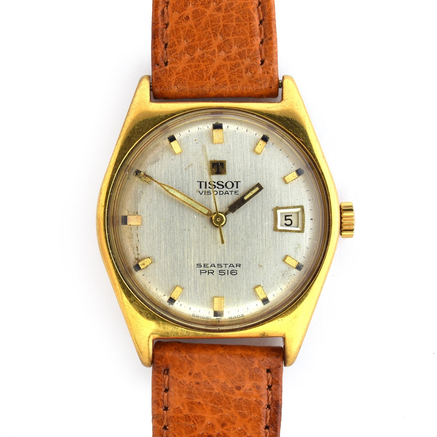 A TISSOT VISODATE SEASTAR PR516 GENTLEMAN'S STEEL AND GOLD PLATED WATCH Circa 1960s, silvered dial