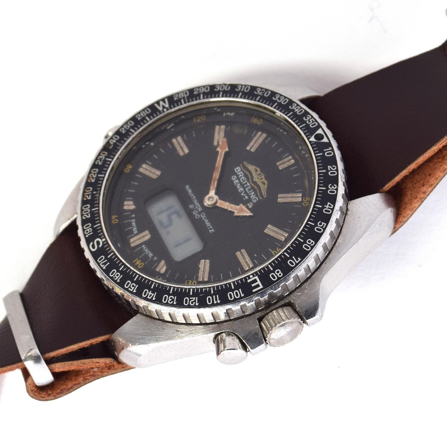 A BREITLING STAINLESS STEEL QUARTZ NAVITIMER WRIST WATCH CIRCA 1970s, raised double baton marker, - Image 2 of 3