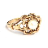 A 9ct gold pearl ring, size N, gross weight 2.7g