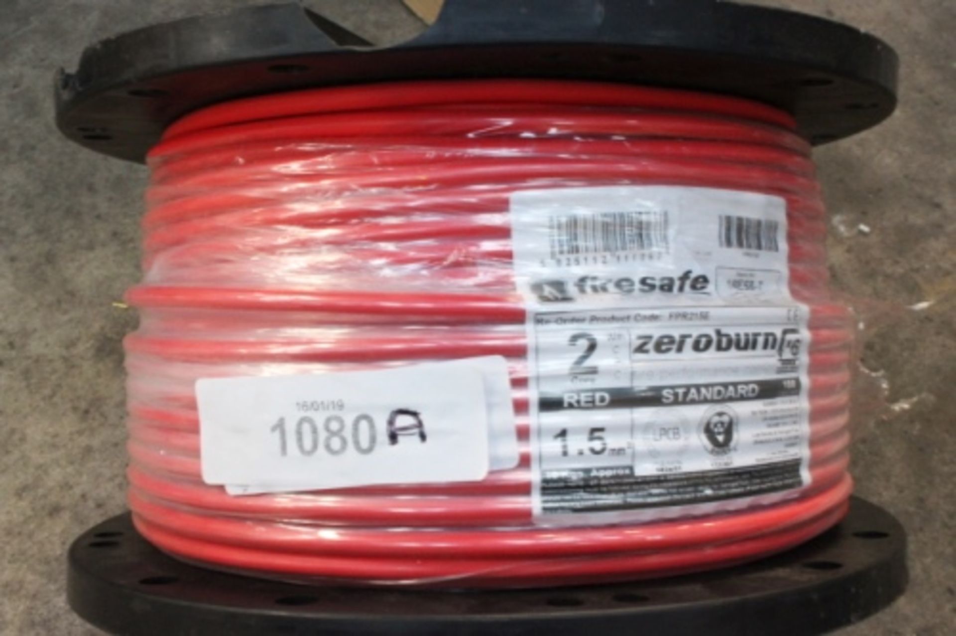 A roll of fire safe zero burn red cable - New (GS2)