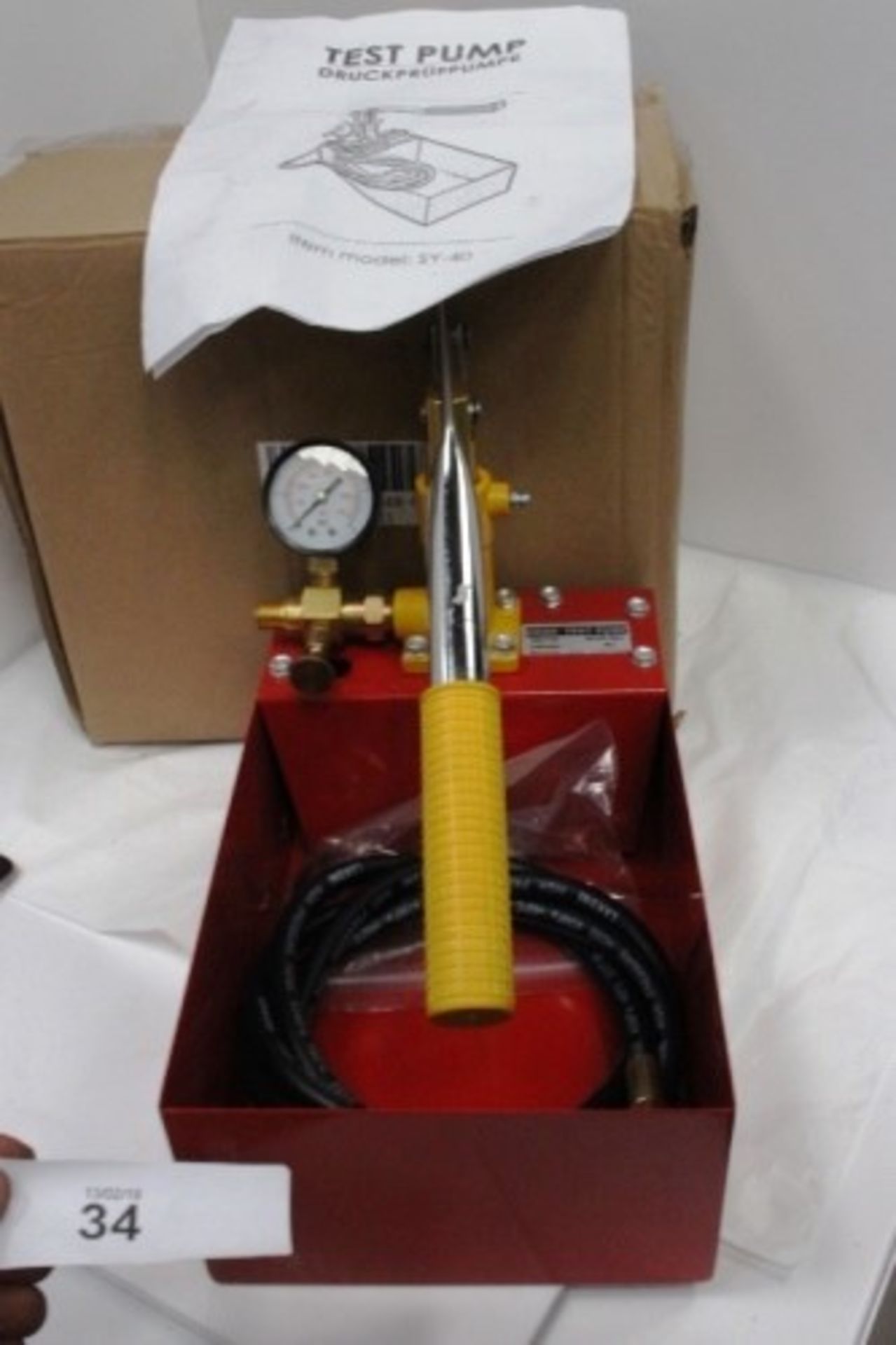 Water pipe manually operated leak testing pump, model SY-40 - New in open box (TC3)