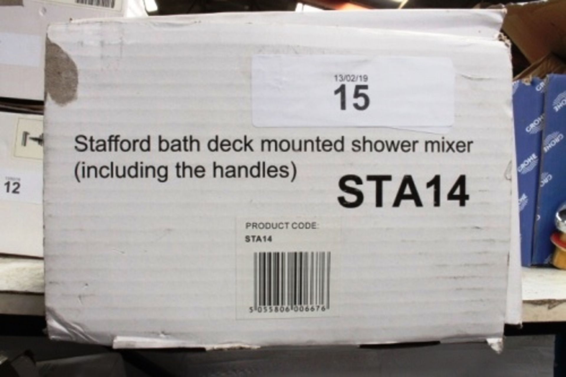 A Stafford bath deck mounted shower mixer tap, including handles, model STA14 - New in box (TC2)