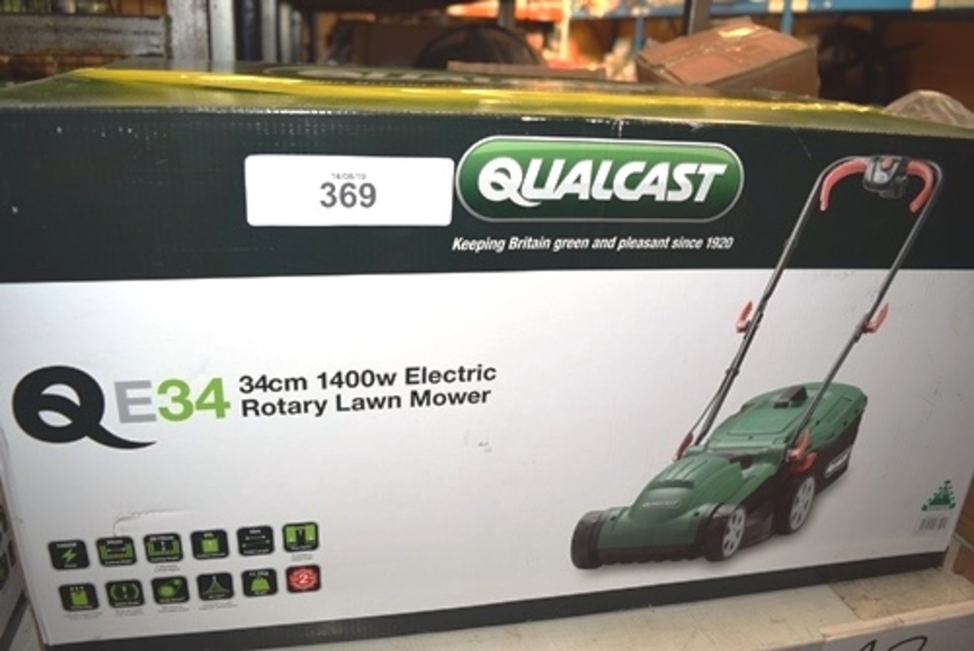 1 x Qualcast QE34 34cm, 1400W electric rotary lawnmower - New in box (es12)