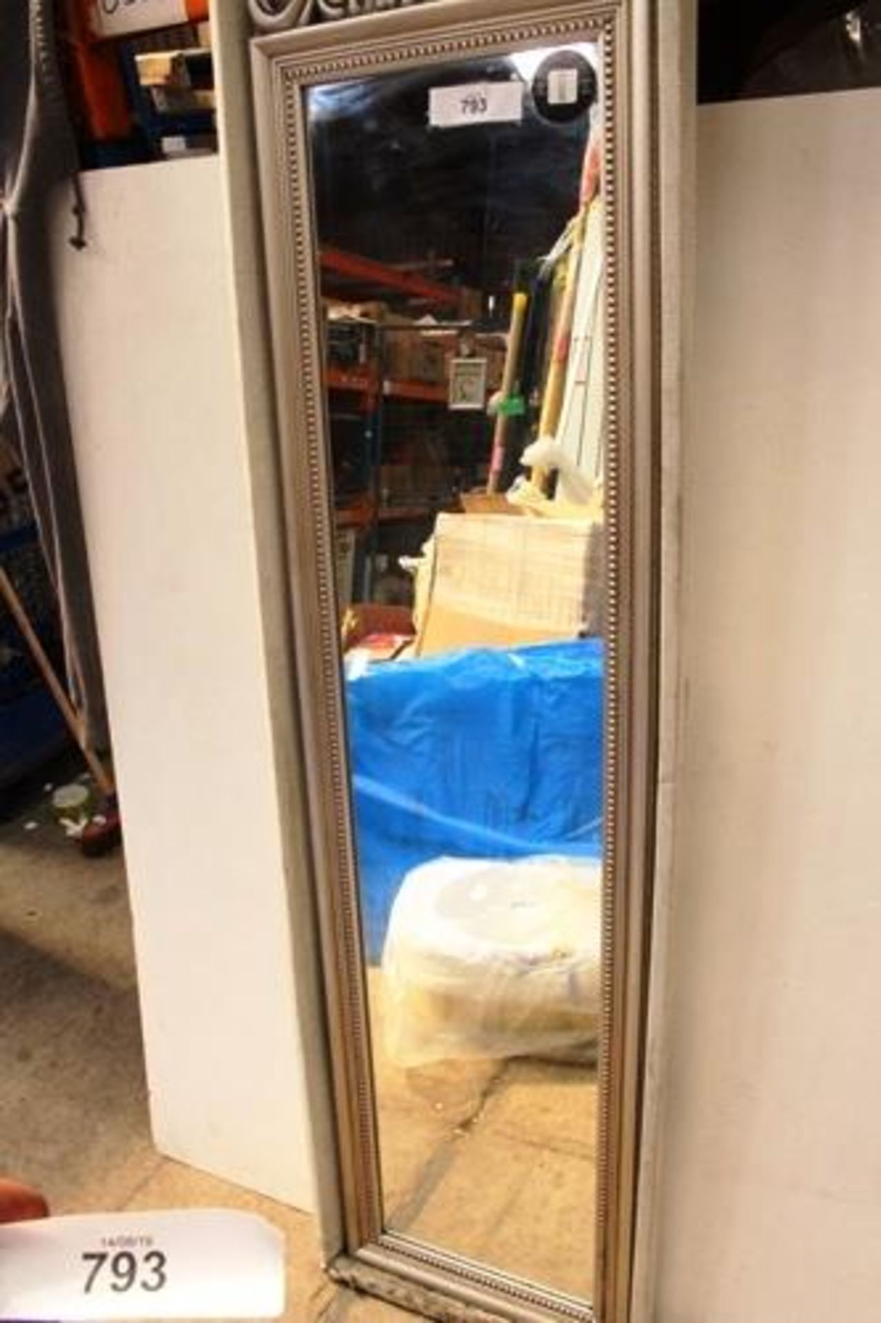 1 x silver finish bead framed long dressing mirror, size 175 x 45cm - New (GS25)