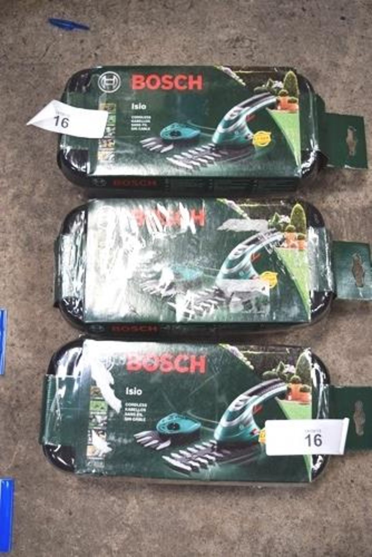 3 x Bosch Isio cordless shrub and grass shear set - New (TC2)