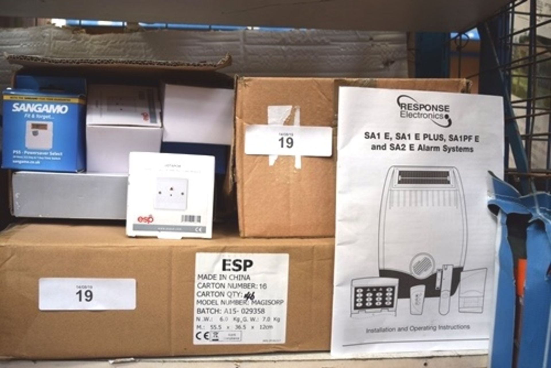 A quantity of ESP fire alarm products including toilet alarm, pull chord modules, Response SA1E