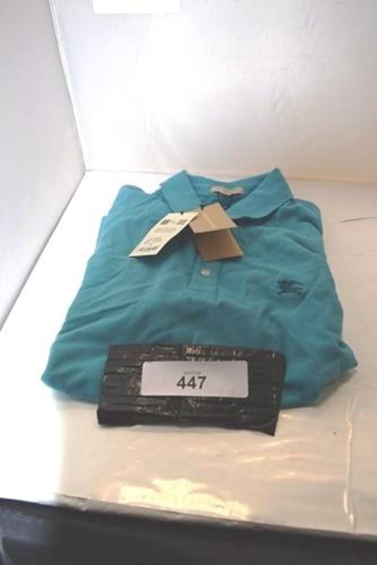 1 x Burberry Wheeler turquoise polo shirt, size small, RRP £175.00 - New (C14C)