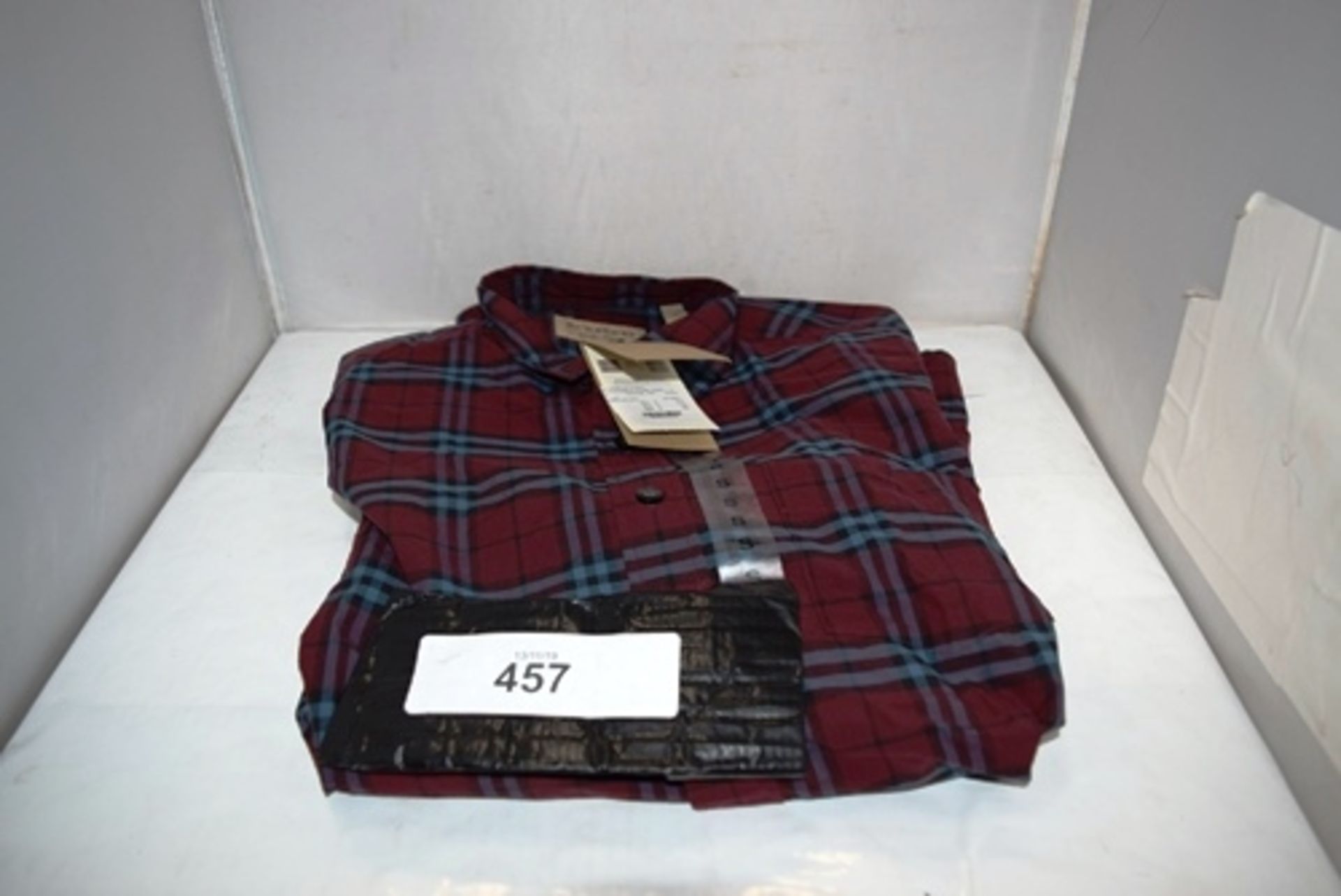 1 x Burberry Alexander crimson red long sleeve shirt, size small - New (C14B)