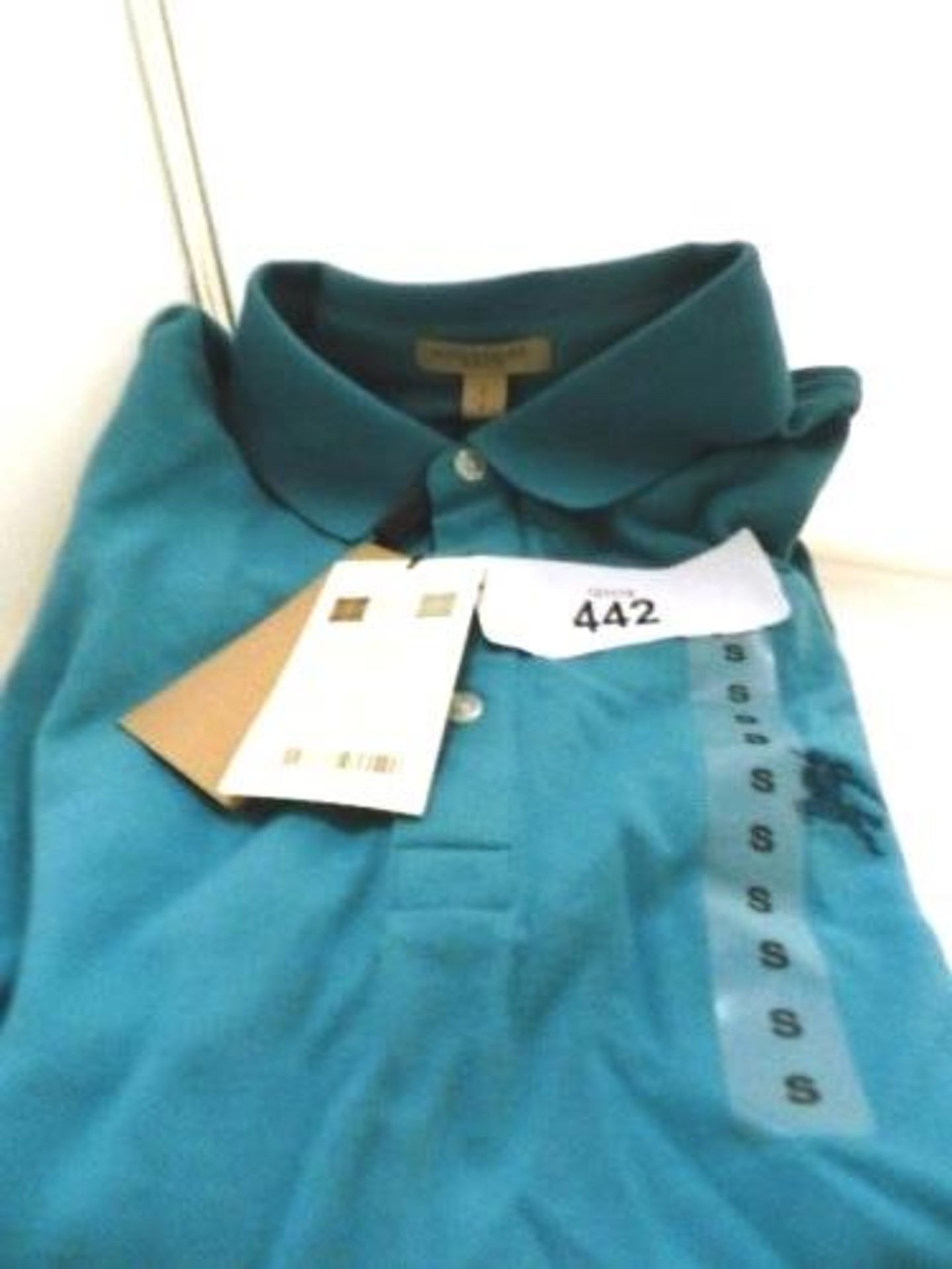 1 x Burberry Wheeler turquoise polo shirt, size small - New (C13E)