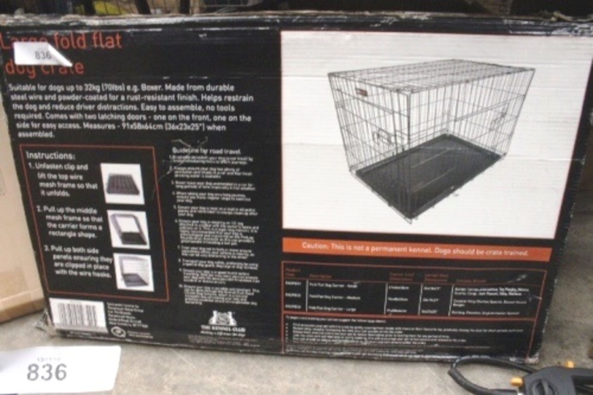 1 x RAC large fold flat dog crate - New in box (esfloor)