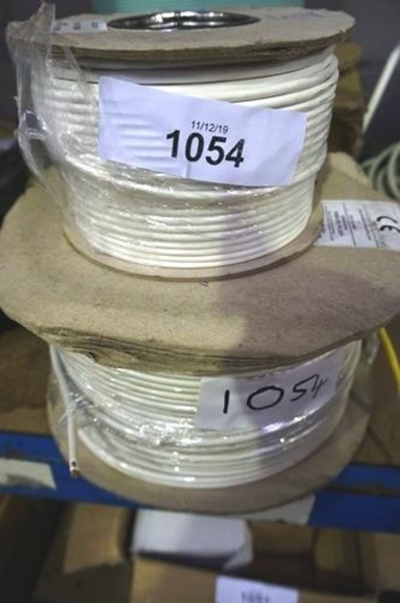3 x assorted electrical cable rolls, 1 x 100m 4 core white, 1 x single core brown/brown 100m cable