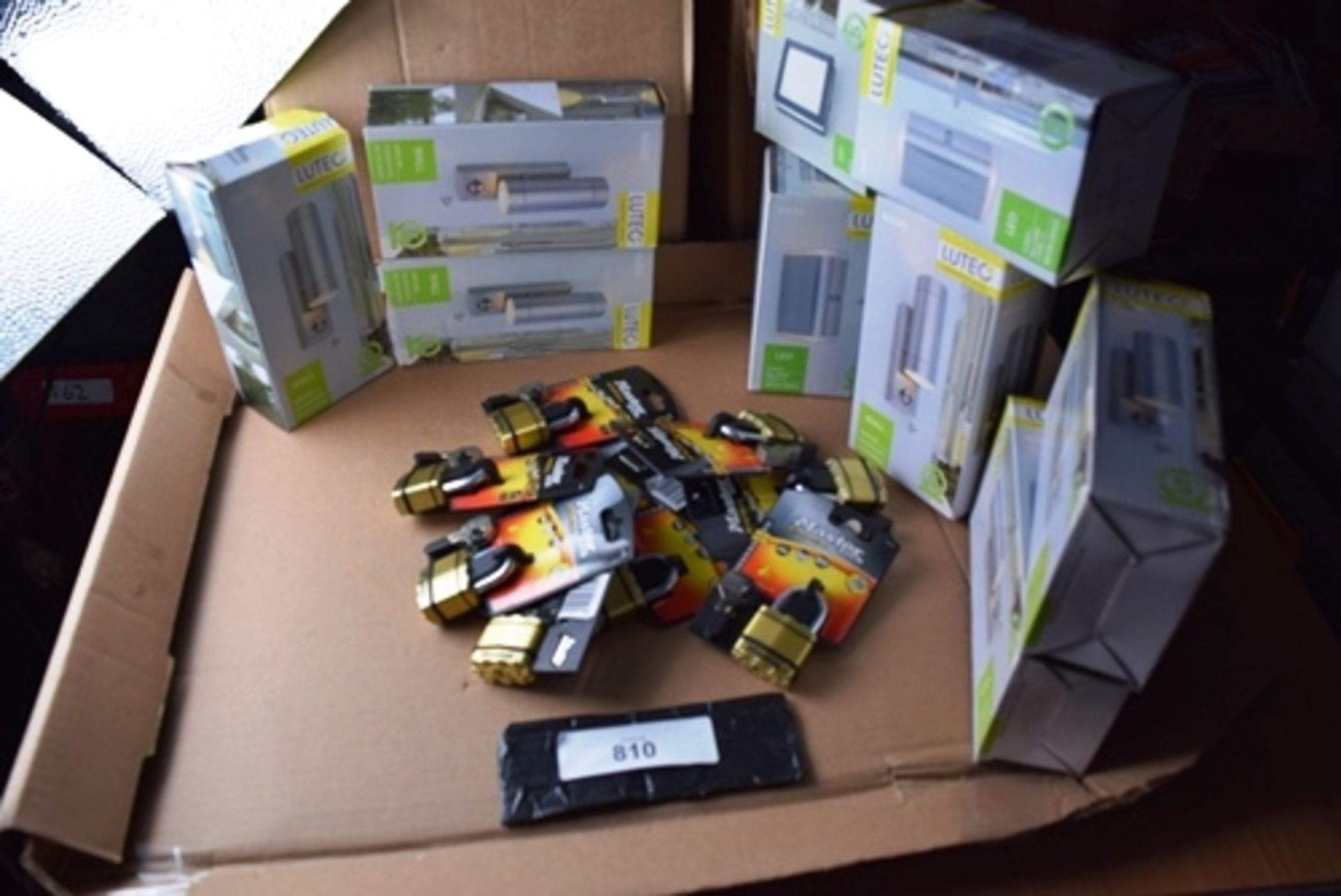 A mixed lot comprising 10 x Master Excell locks, code M1BD and 9 x assorted Lutec lights - New (