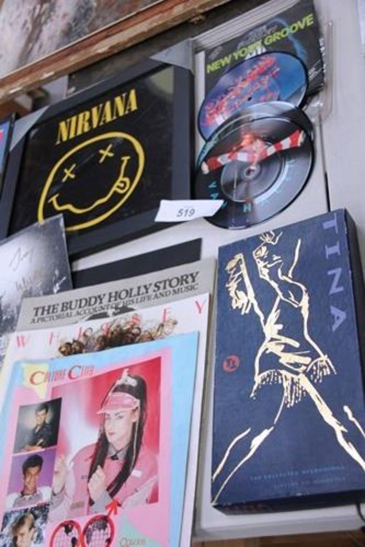 Items of memorabilia comprising Captain Fantastic Elton John banner and a print of a Nirvana - Image 2 of 3