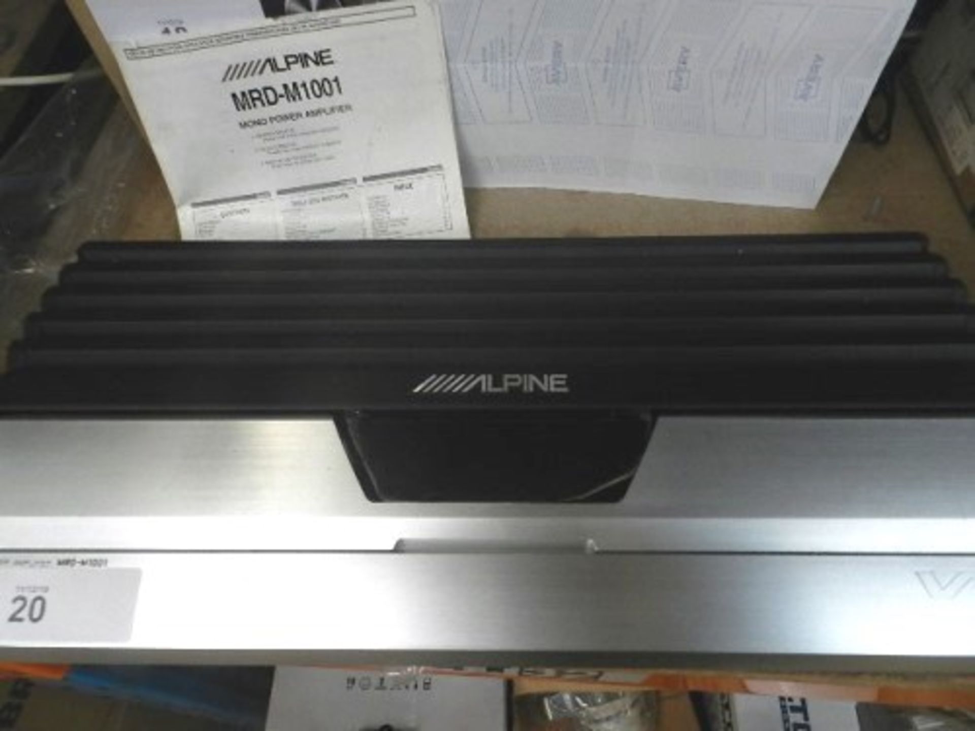 An Alpine MRD-M1001 12V amplifier, no cables, untested - Second-hand. This item has not been