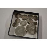 A tray of silver and other coinage