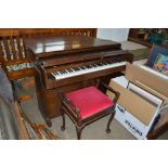 A Challen mahogany cased piano with stool