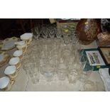 A quantity of drinking glasses