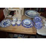 A quantity of blue and white china