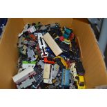 A box of various die cast toys