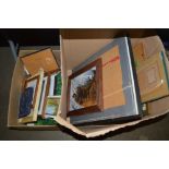 Two boxes of various pictures and prints