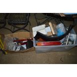 Two boxes of various car parts etc.