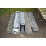 A quantity of roofing felt and wire netting etc.
