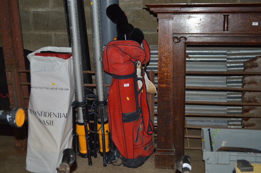 A golf bag and contents